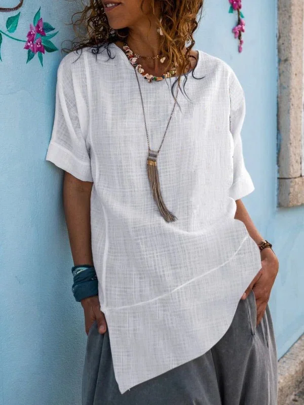 Round neck shirts and tops