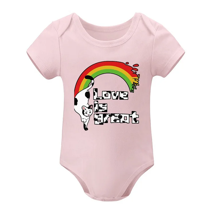 Short Sleeved Baby Jacket Love Is The Great Cat Rainbow