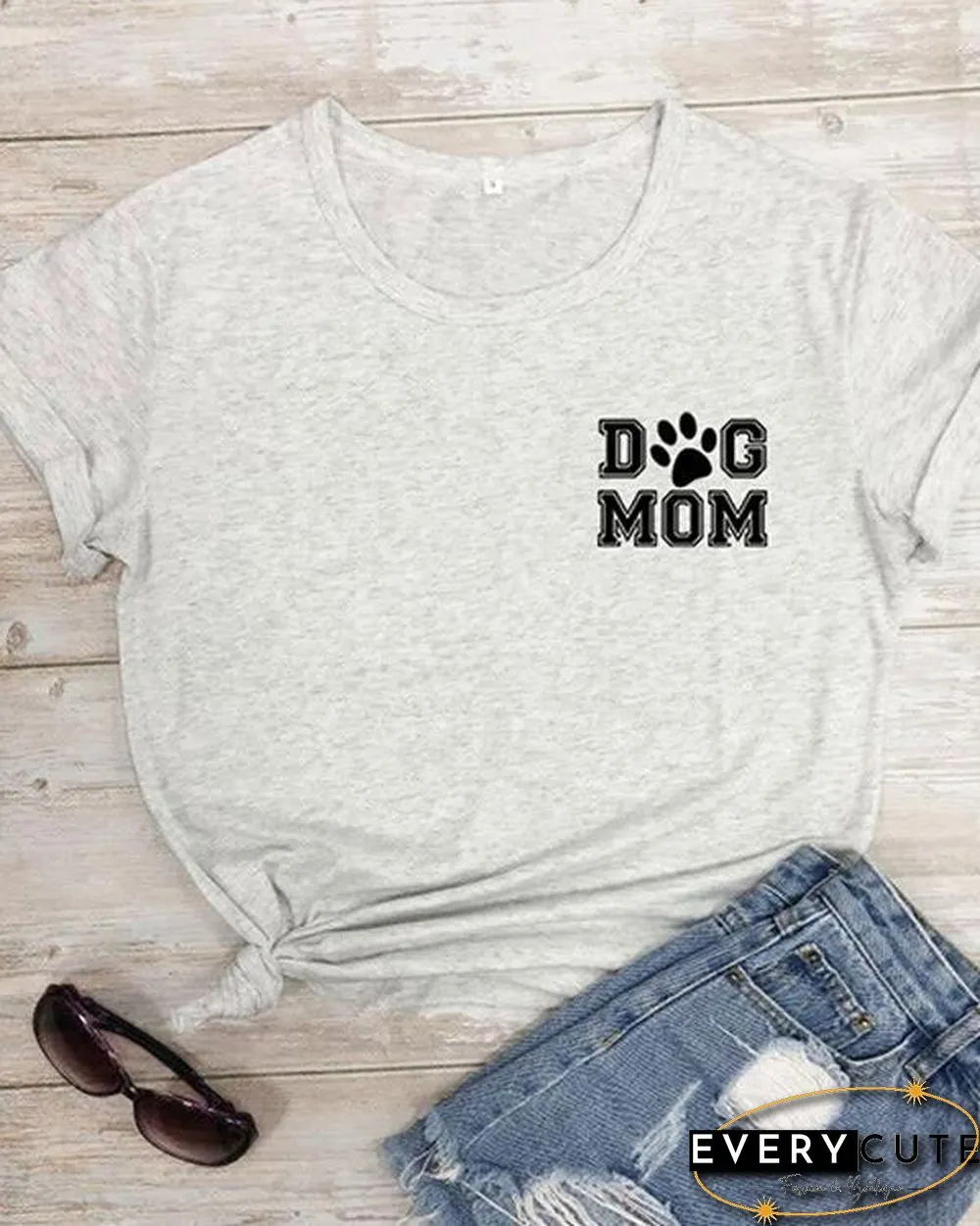 Dog Mom Cotton Tee Printed T-Shirt
