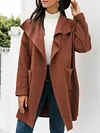 Fashion Loose Solid Color Long Sleeves Lapel Cardigan Woolen Outerwear