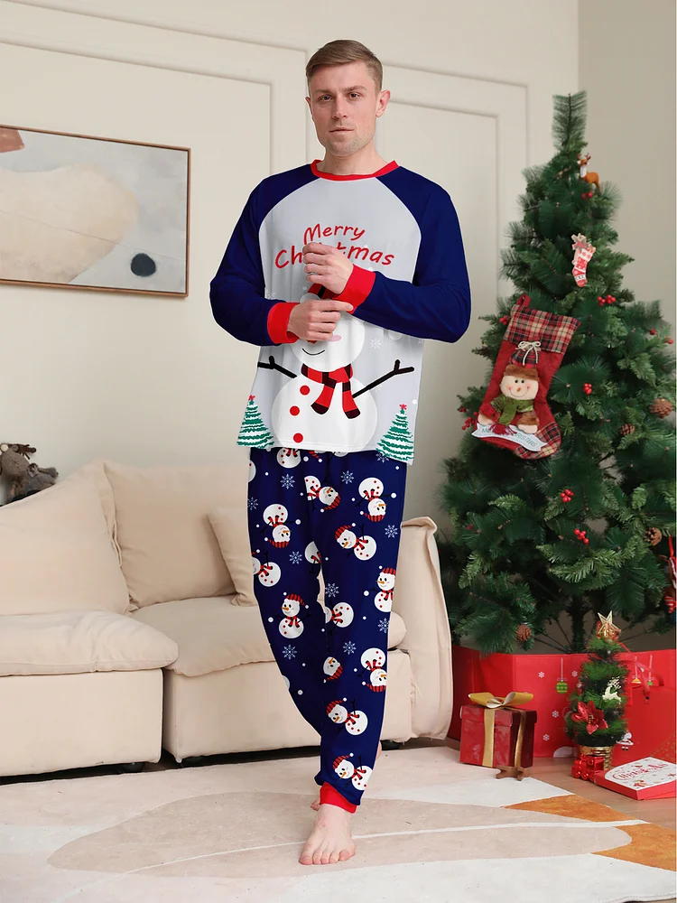 PASUXI White Snowman Family Christmas Pajamas - Cozy Cartoon Match for Parents and Kids huanwei