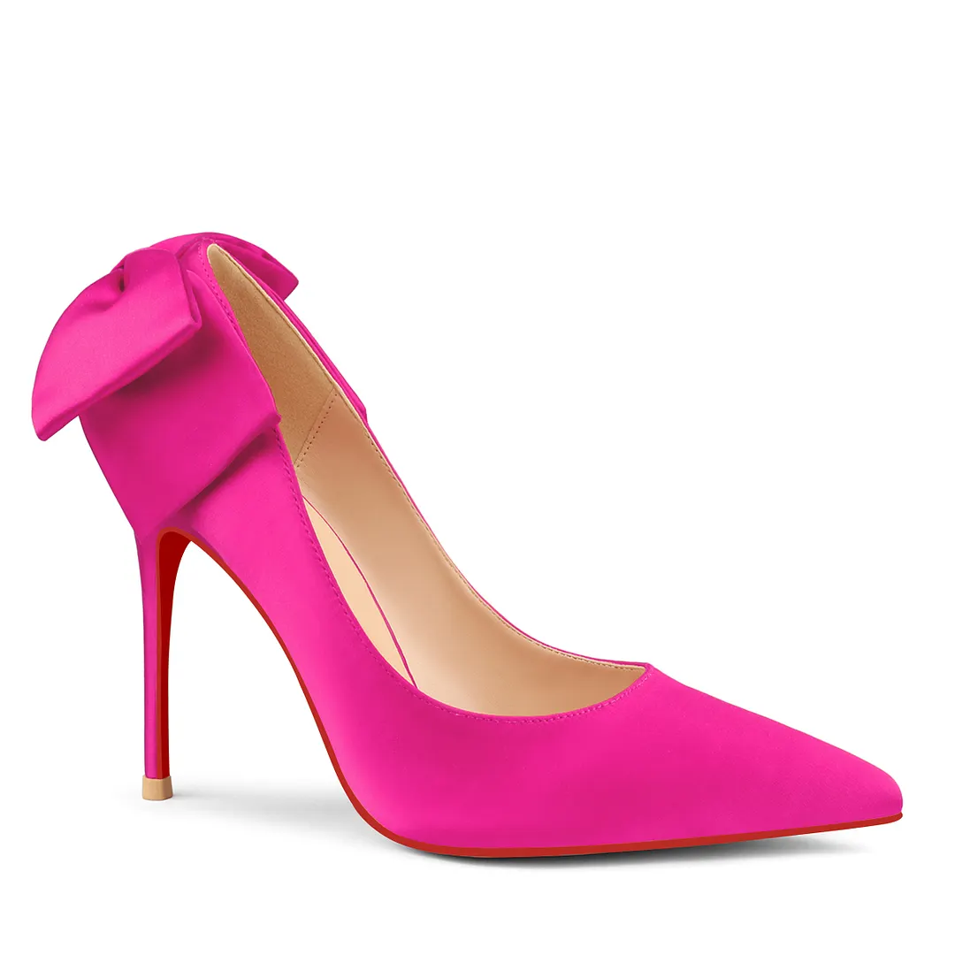 100mm Women's Silk Stiletto Pumps Pointed Toe Bridal Wedding Heel Party Shoes-vocosishoes