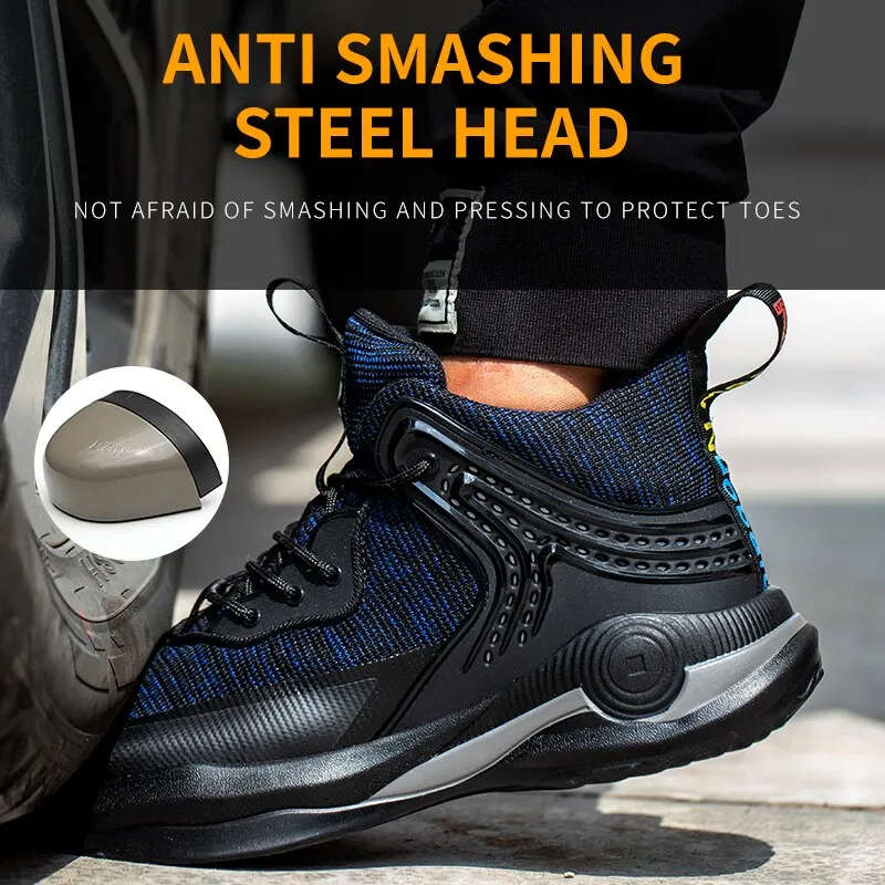 Work Safety Boots Men Shoes Sneakers Breathable Anti-Smashing Lightweight Work Boots Indestructible Sneakers With Steel Toe Cap