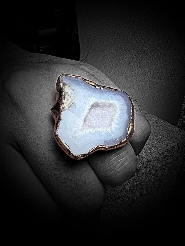 Agate Copper Asymmetrical Irregular Handmade Asymmetrical Irregular Open Rings