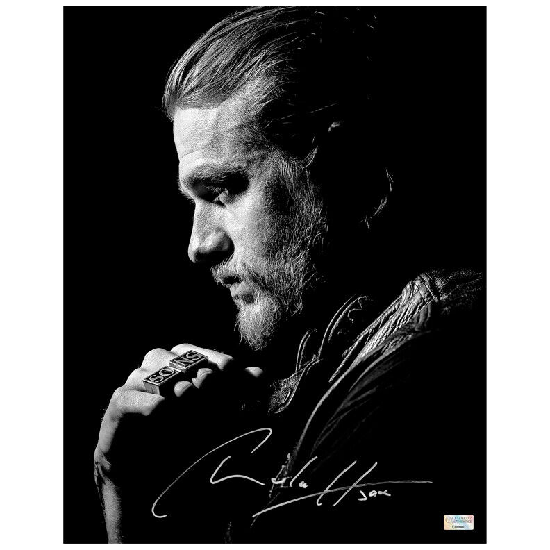 Charlie Hunnam Autographed Sons of Anarchy Jax Teller 11x14 Black & White Photo Poster painting