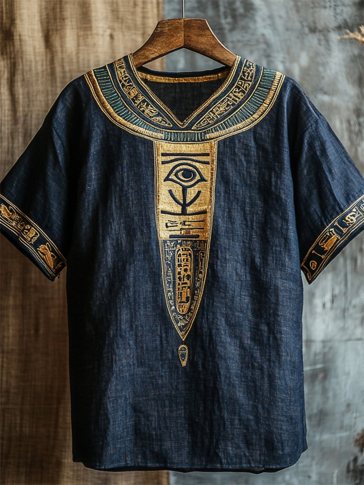 Eye Of Horus Ancient Egyptian Embroidered Linen Shirt