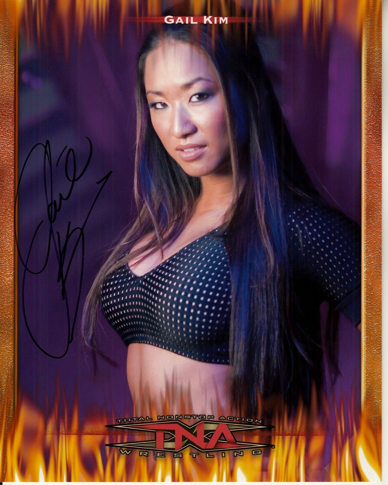 GAIL KIM hand-signed SEXY 8x10 COLOR CLOSEUP w/ uacc rd coa BUSTY WRESTLING BABE