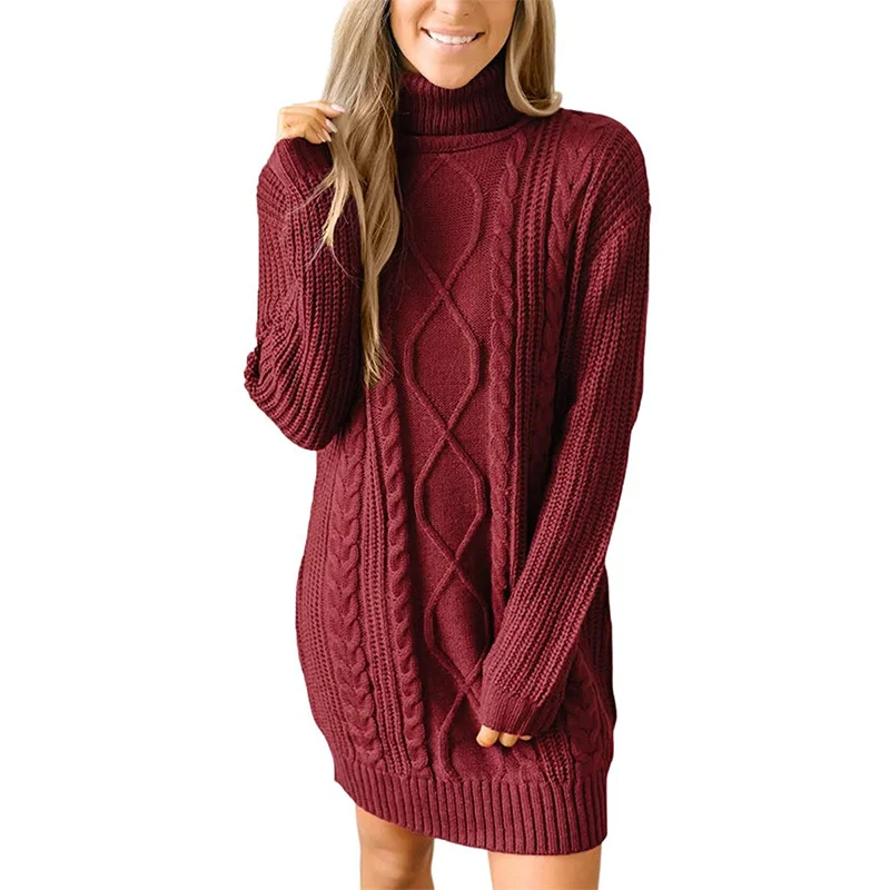 Wongn Wongn New Women's Long Sleeve Round Collar Dress Knit Jumper Sweater Women