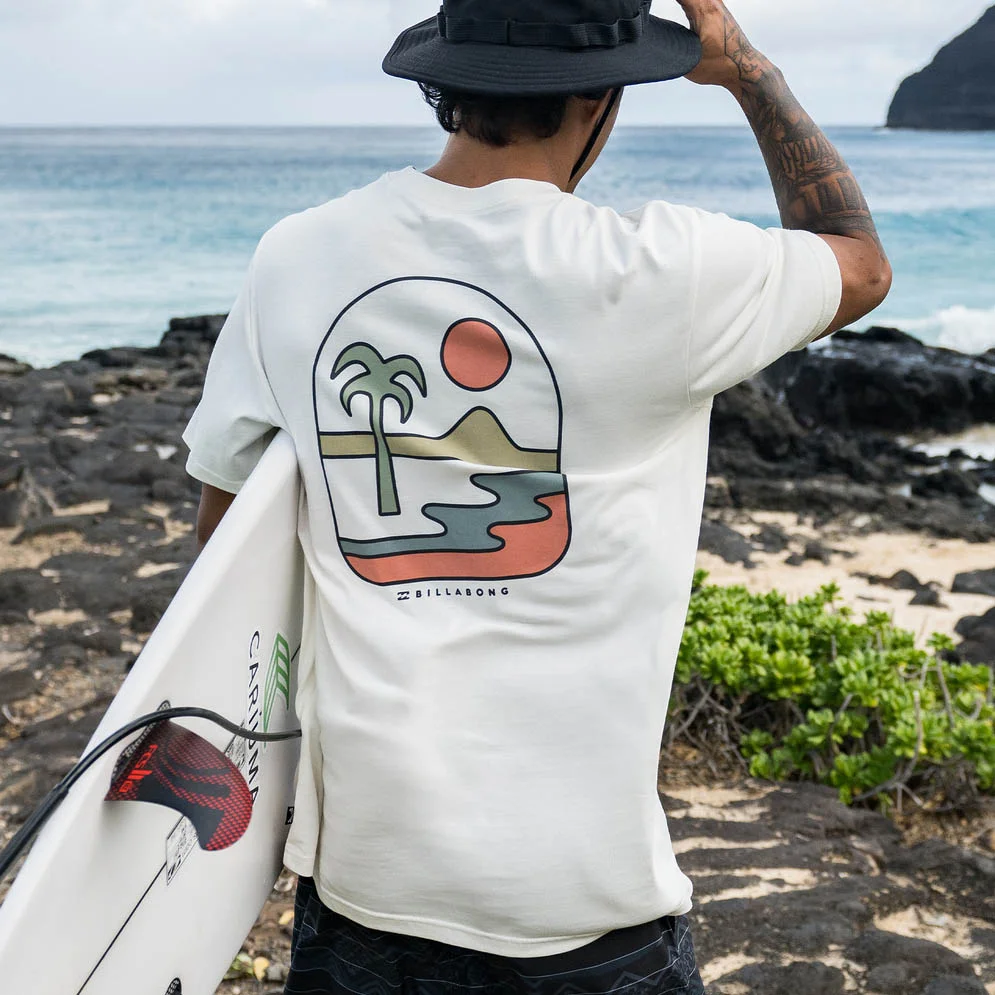 Men's Vintage Tee Surf Sand Palm Tree Print Beach Short Sleeve T-Shirt / DarkAcademias /Darkacademias