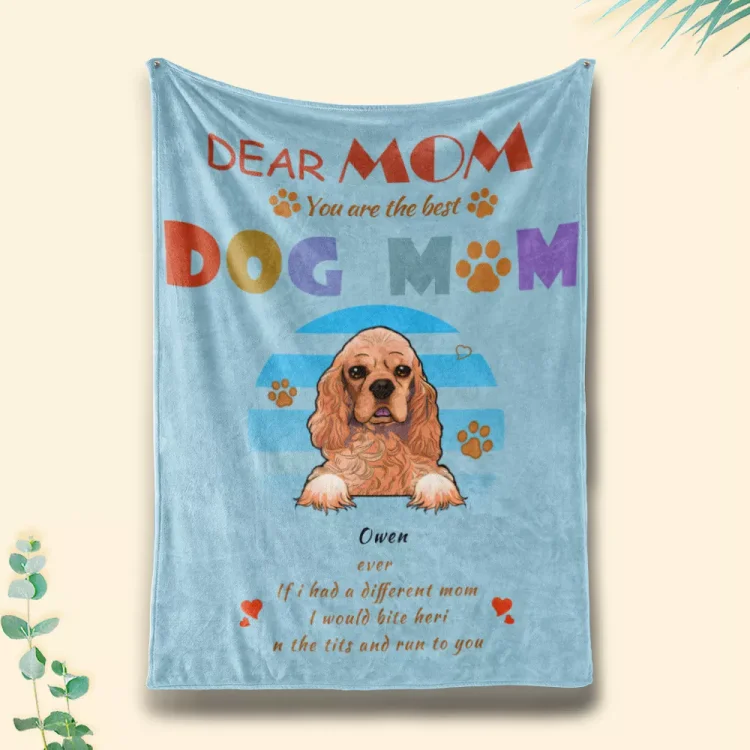 Dog Lovers - Best Dog Mom Ever - Personalized Blanket