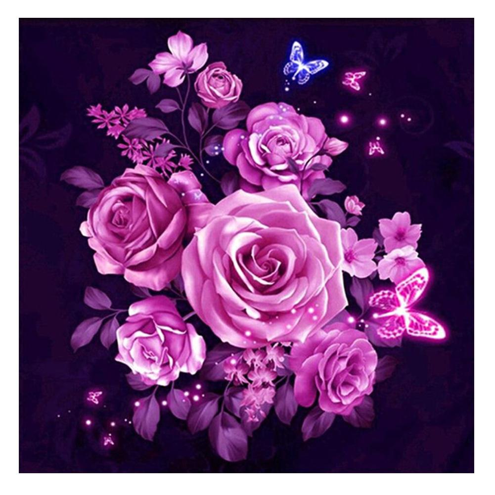 

30*30CM - PinkFlower - Round Drill Diamond Painting, 501 Original
