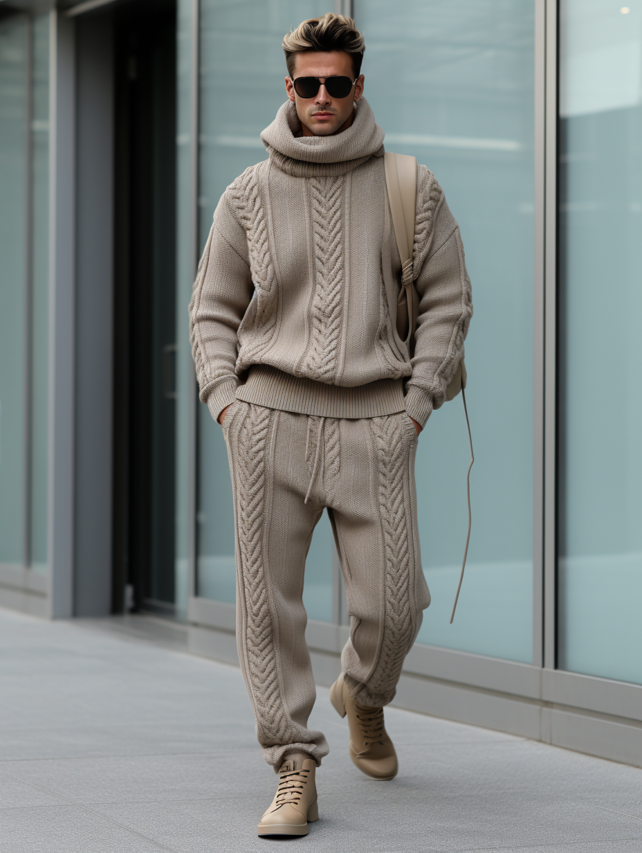 Men's Thick Knitted Two Piece Set