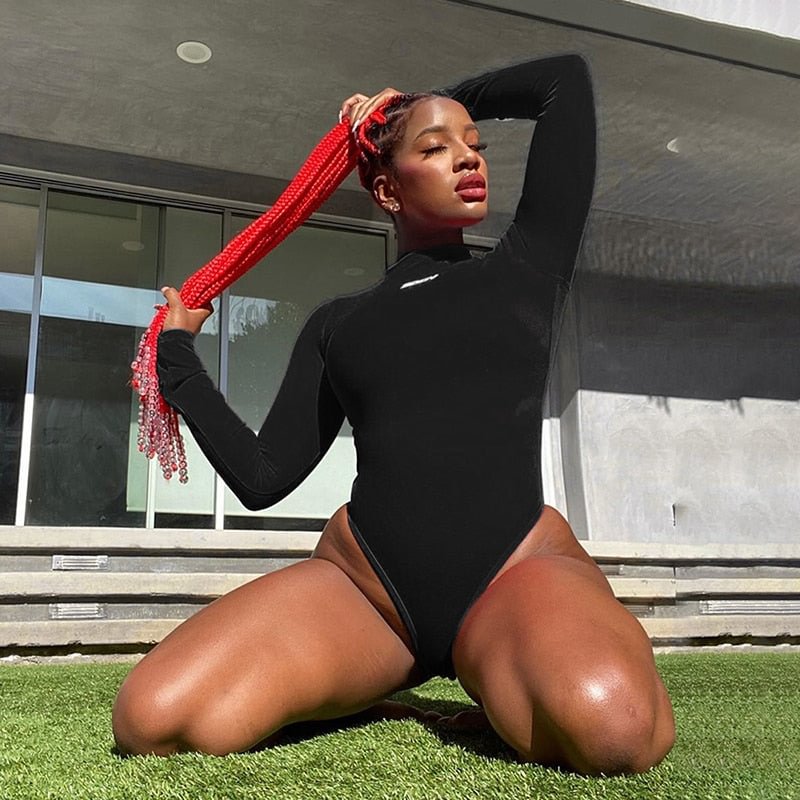 Casual Red Sporty Bodycon Matching Sets Women Letter Print Long Sleeve 2 Piece Outfit Workout Bodysuit And Leggings Set