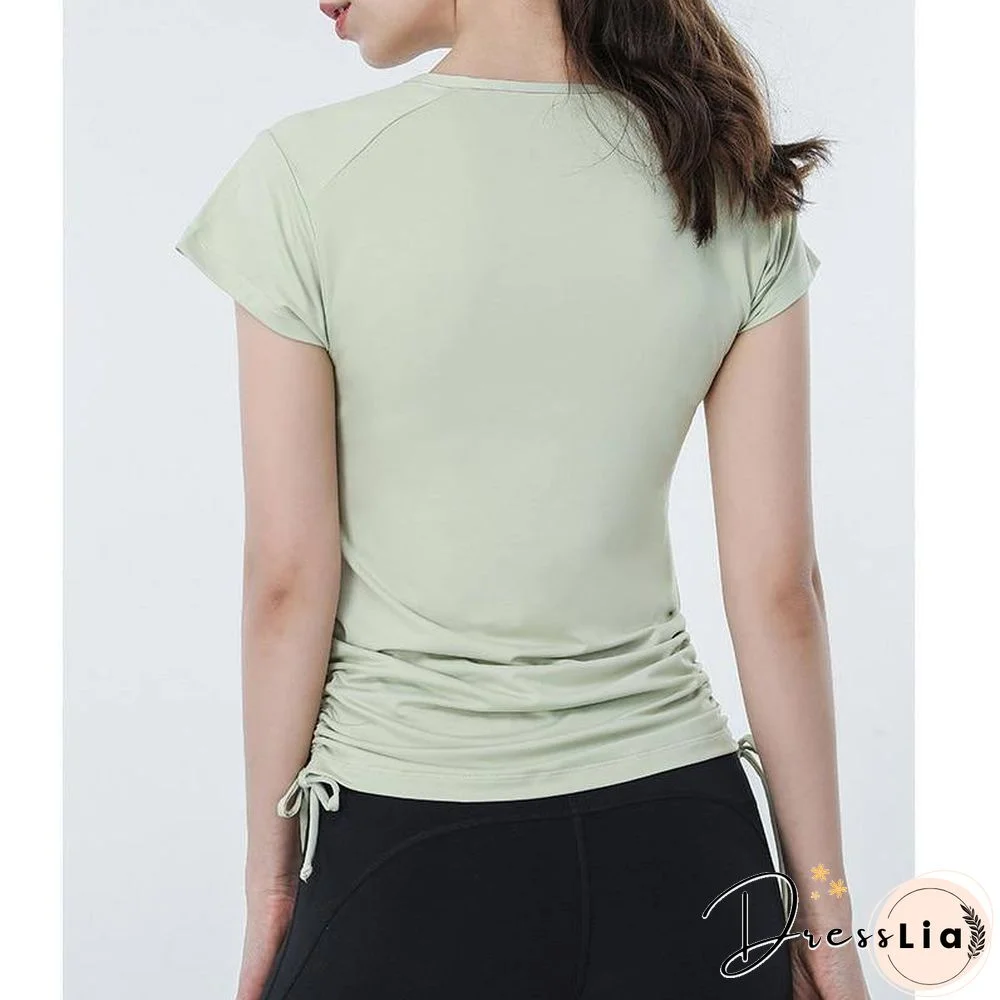 Zipper Gym Clothing Yoga Crop Top Sport T Shirt Sports Running Tshirt Workout Tank Seamless Fitness Tops Drawstring Women Shirts