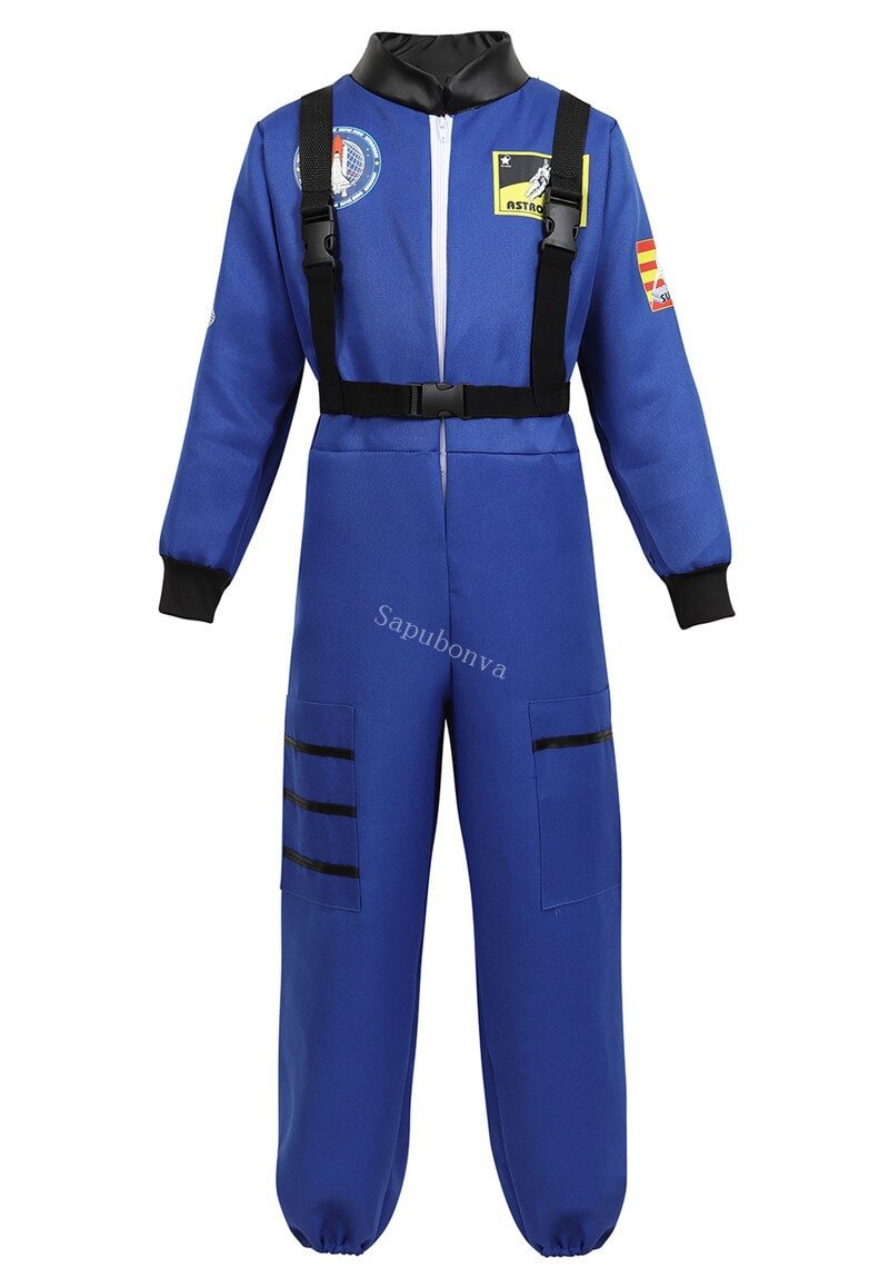 Astronaut Costume for Kids Space Suit Jumpsuit Role Play Boys Girls Teens Toddlers Children's Astronaut Cosplay Halloween Blue