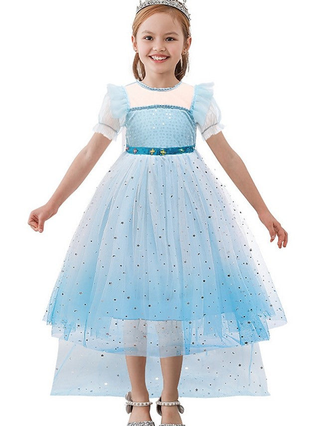 Oknass A-Line Short Sleeve Jewel Neck Flower Girl Dresses Tulle  With Paillette