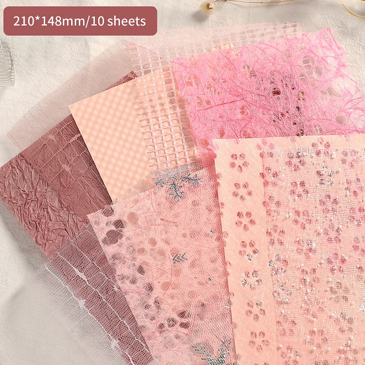 Journalsay 10 Sheets A5 Creative Mixed Special Material Paper Gauze Mesh Hollow Journal Decoration Memo Pad