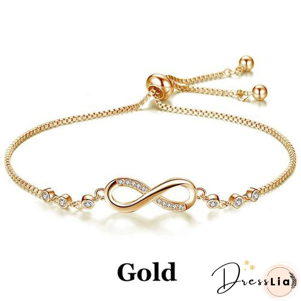 1Pc New Arrival 925 Sterling Silver Charm Bracelet Jewelry Infinity Eight Crystal Diamond Link Chain Bracelet Ankle Bracelets for Women