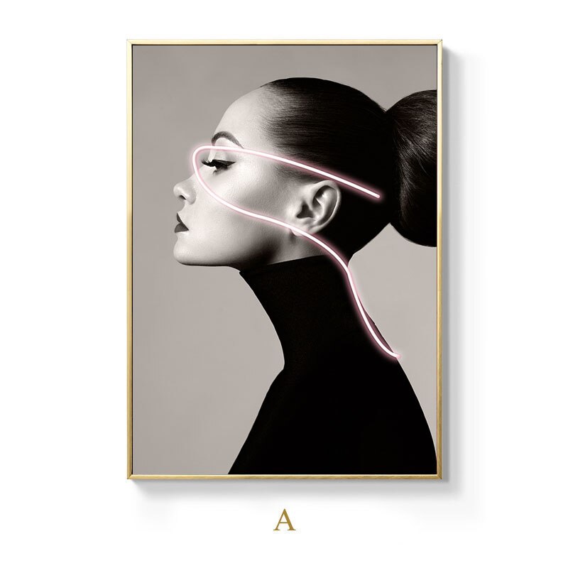 Modern Black White Neon Sex Girl Print Poster Minimalist Canvas Painting Beauty Female Wall Art Creative Picture For Home Decor