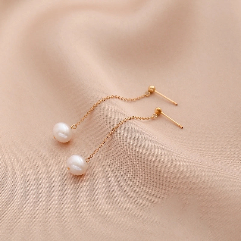 1 Pair Freshwater Pearl Solid Color Drop Earrings