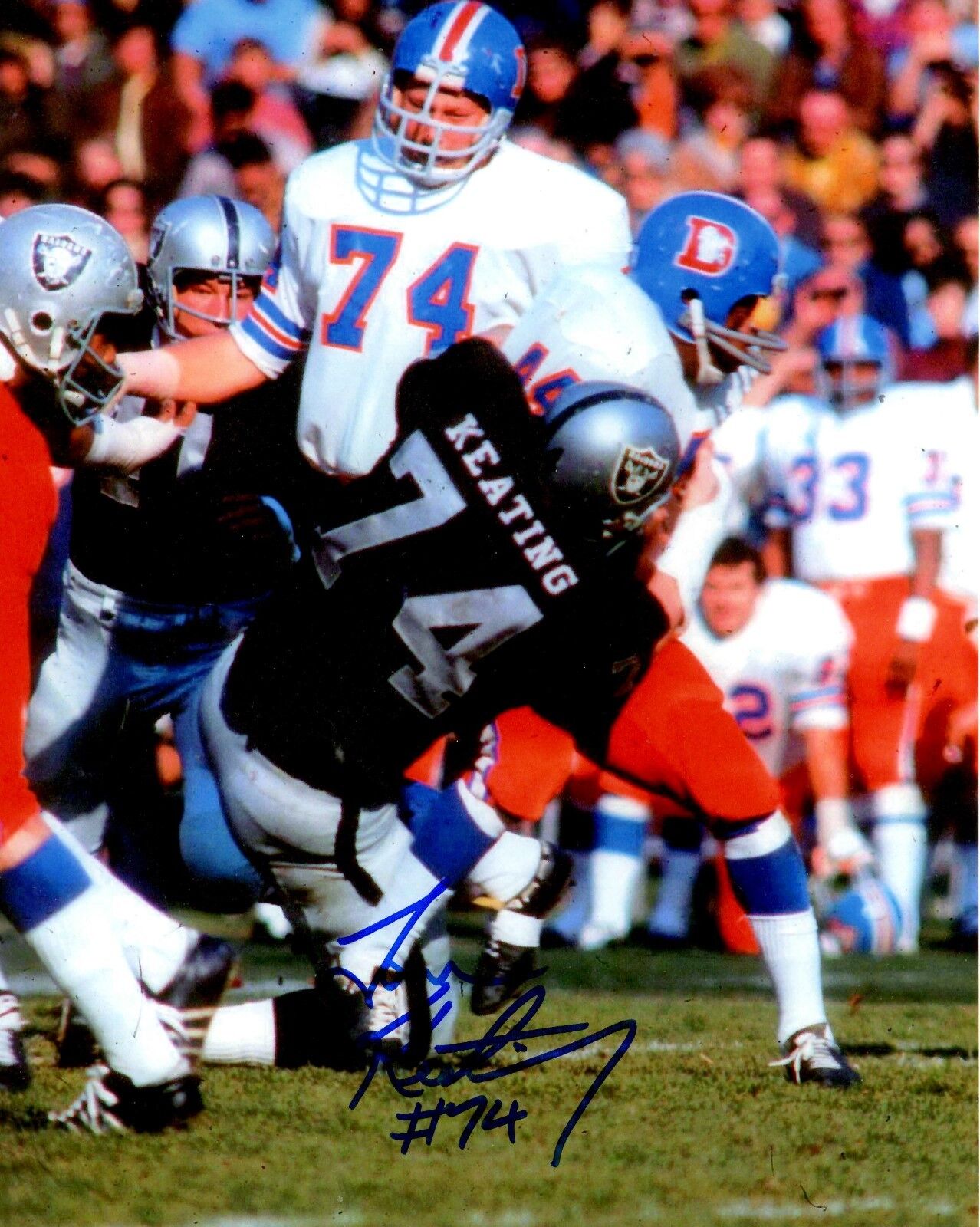 Autographed TOM KEATING Oakland Raiders 8x10 Photo Poster painting w/COA