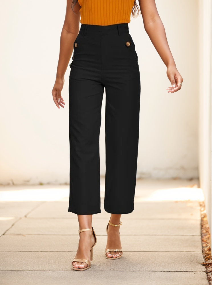 Tummy Control Twill Cropped Wide Leg Pant(Buy 2 Free Shipping)