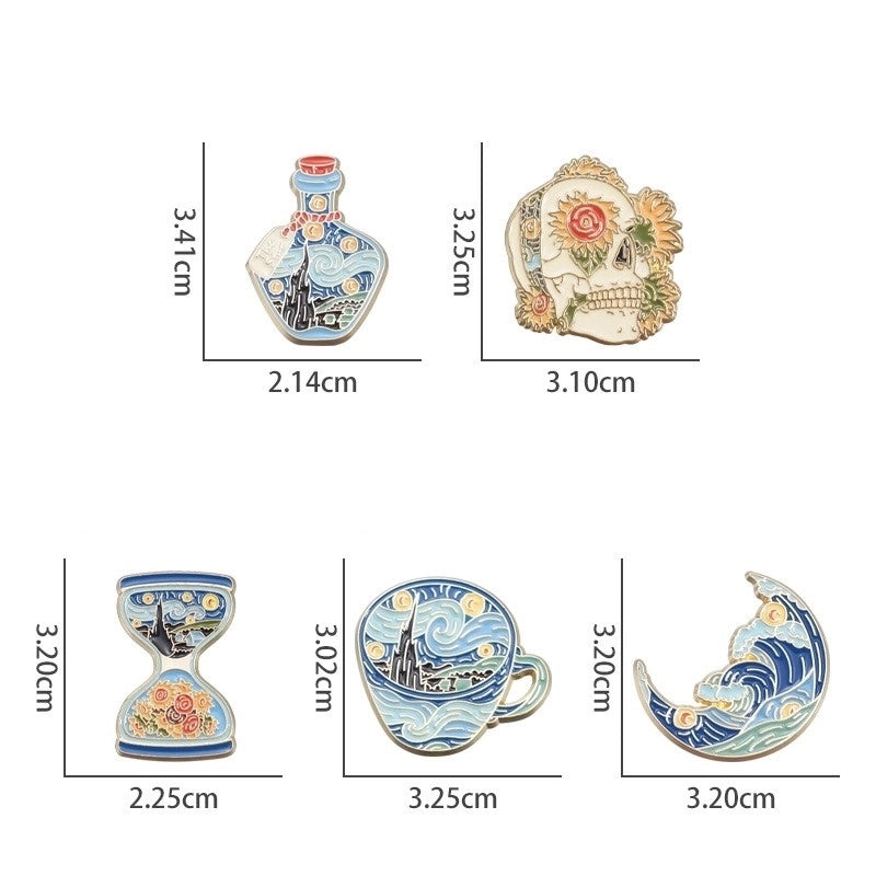 Minimalist Classic Style Artistic Moon Skull Alloy Stamping Stoving Varnish Plating Women’s Brooches