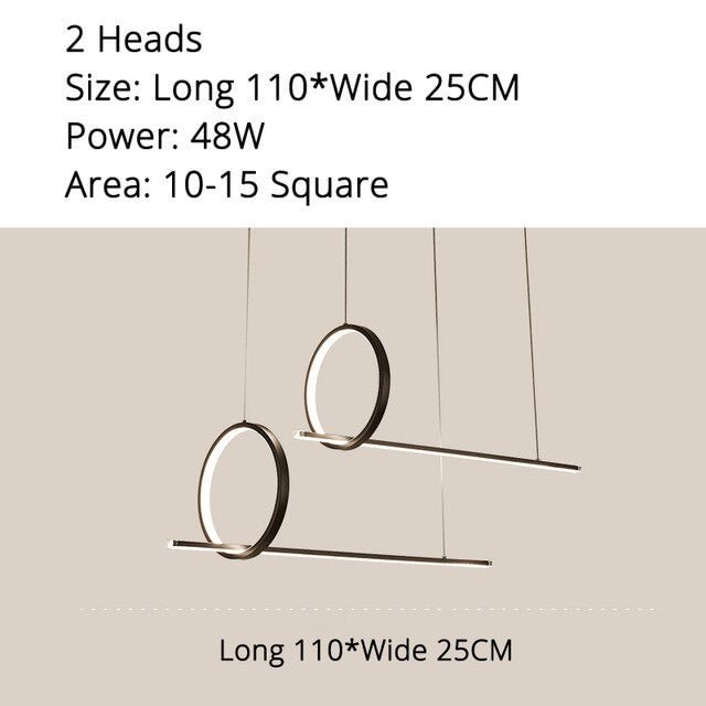 Modern LED Pendant Lights For Dining Room Kitchen Dimmable With Remote Black Aluminum Body Ceiling Mounted Indoor Lamp Luminaire