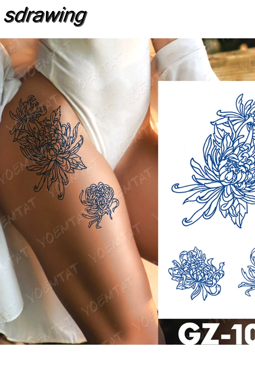sdrawing Ink Tattoos Body Art Lasting Waterproof Temporary Tattoo Sticker Rose Flower Pearl Tatoo Arm Fake Butterfly Peony Tatto