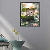 Diamond Painting -DIY Round Drill Cat in Lotus Pond（40x50cm）