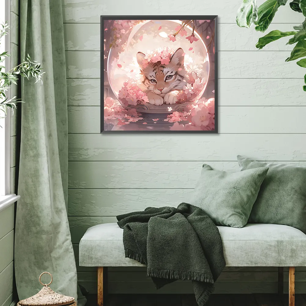 Diamond Painting - Full Square Drill - Pink Tiger(Canvas|45*45cm)