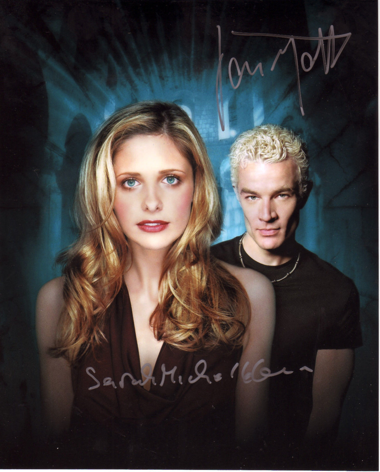 BUFFY - JAMES MARSTERS & SARAH MICHELLE GELLAR AUTOGRAPH SIGNED PP Photo Poster painting POSTER