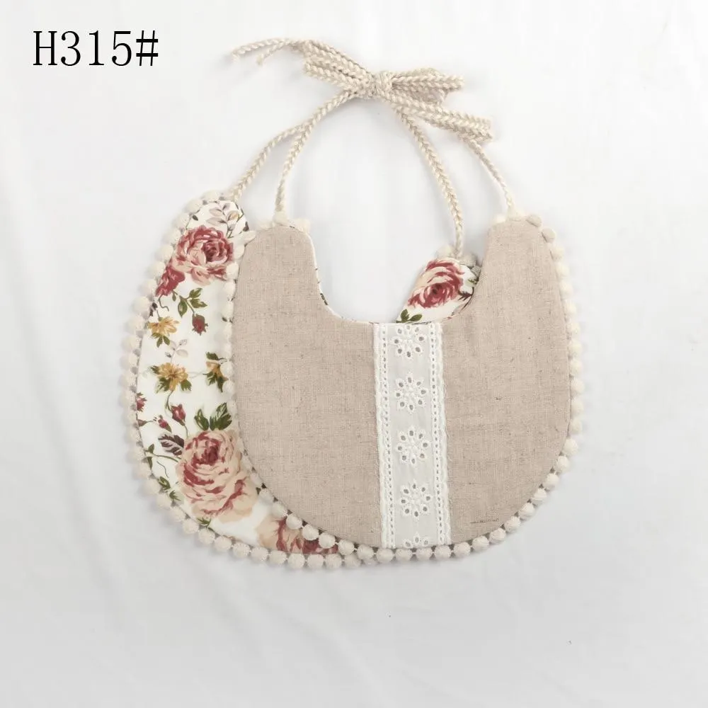 2020 Brand New Infant Baby Girl Boy Bib Kid Toddler Dinner Feeding Tassel Double-deck 100% Cotton Linen Burp Cloths Saliva towel