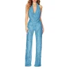 Women's Sequin Sleeveless Halter Slim Jumpsuit
