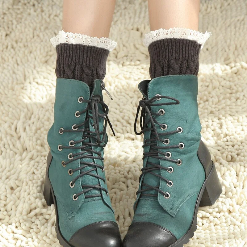 Leg Warmers Women Lace Crochet Knitting Sweet Kawaii Cute Womens Twist Warm Soft Leisure Casual Elegant Korean Style Elasticity