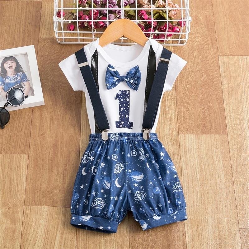 Newborn Baby Clothes Fashion Number Printing Suits 1 Year Old First Birthday Party Outfits Sets 24M Toddler Boys Clothes Sets