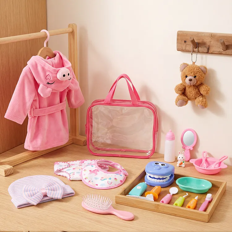 Reborn Baby Doll Care Set for 12-16" Dolls &ndash; Rainbow Unicorn Backpack & Feeding Accessories Gift Bundle