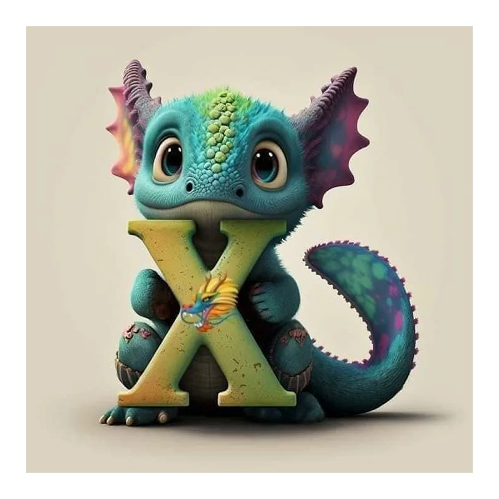 Diamond Painting - Full Round Drill - Dragon Alphabet(Canvas|30*30cm)