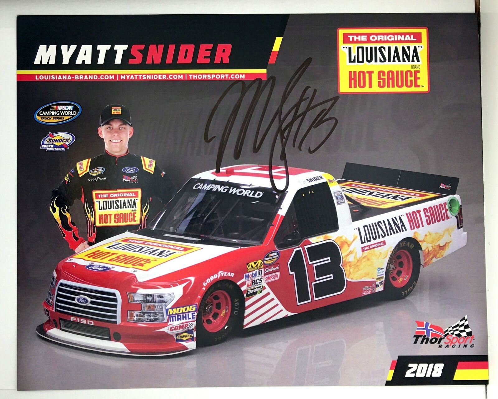 Myatt Snider Signed 8x10 Photo Poster painting Promo Hero Card Postcard NASCAR  SHIP Auto AU