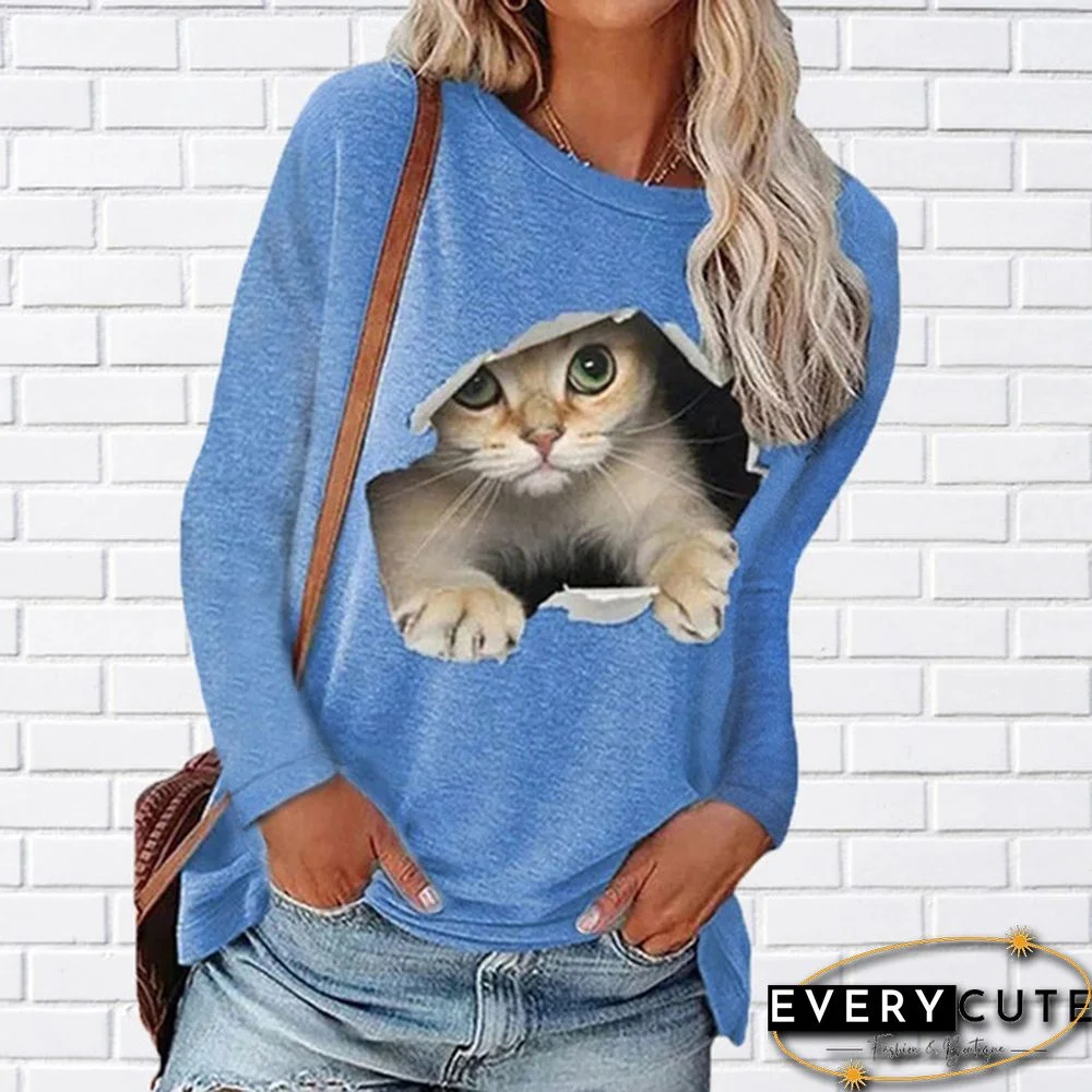 Winter Fashion Women Clothing Feather Printed Casual Sweatshirt Long Sleeve Tops T-shirt Blouse Ladies Round Neck Pullover Sweater Plus Size XS-8XL