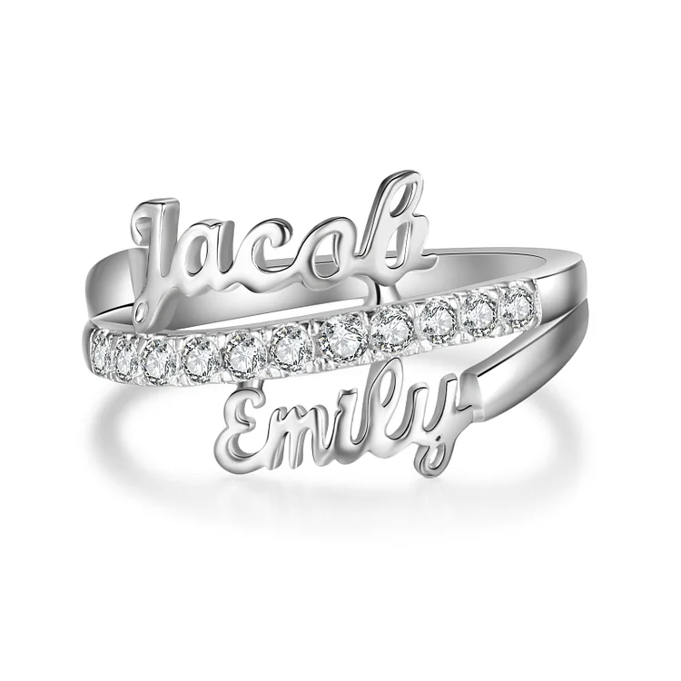 Name Ring Personalized 2 Names Adjustable Rings