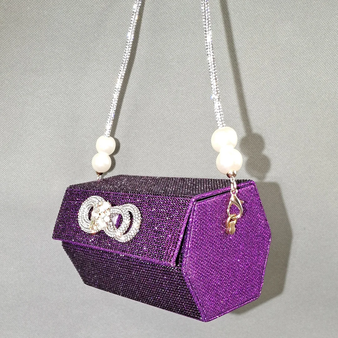 QSGFC 2022 Popular pointed Full of diamonds and shiny shoes with bags, banquet shoes and bags, and friends party shoes with bags