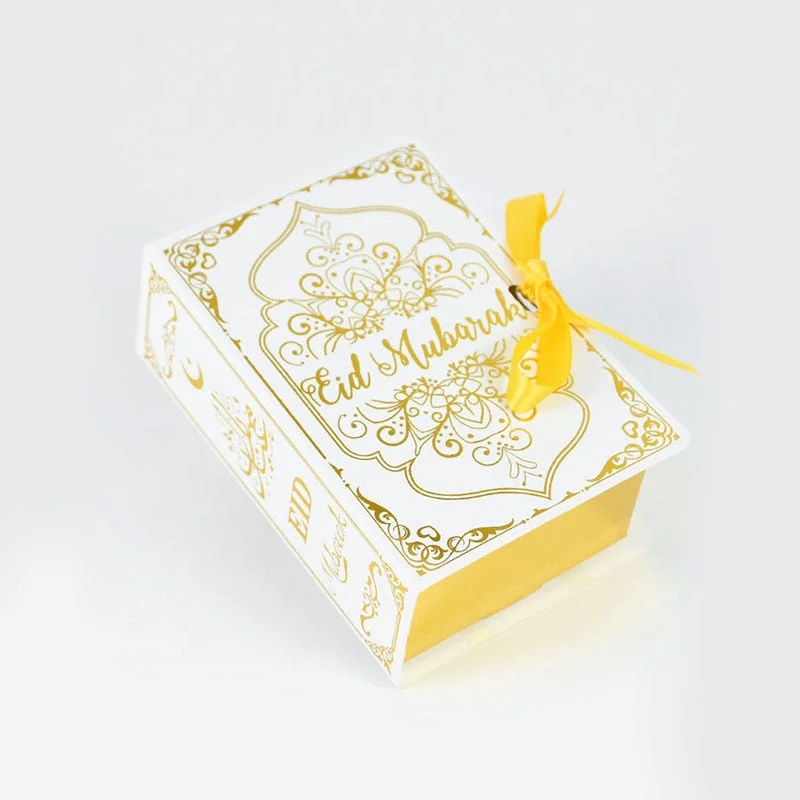 5Pcs Book Shape Eid Mubarak Chocolate Candy Boxes Ramadan Decor Gift Packaging Box Islamic Muslim Festival Party Supplies