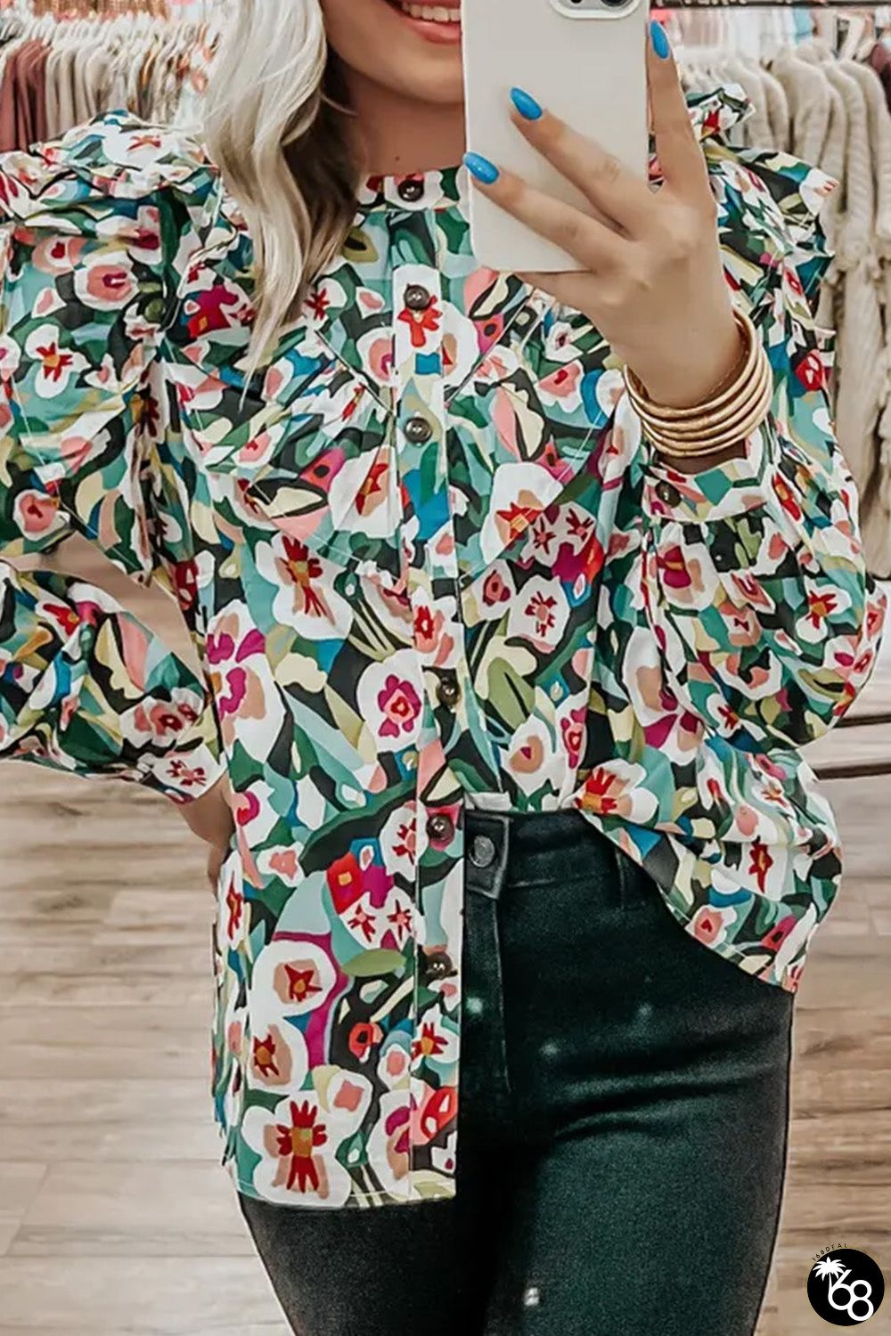 Printed Ruffled Floral Print Shirt | 168DEAL