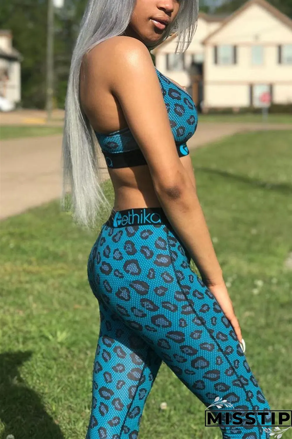 Yellow Fashion Sexy Printed Vest Trousers Set
