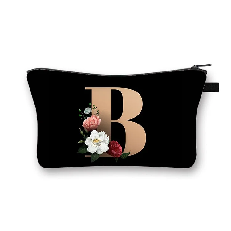 Alphabet flowers Printed makeup bag