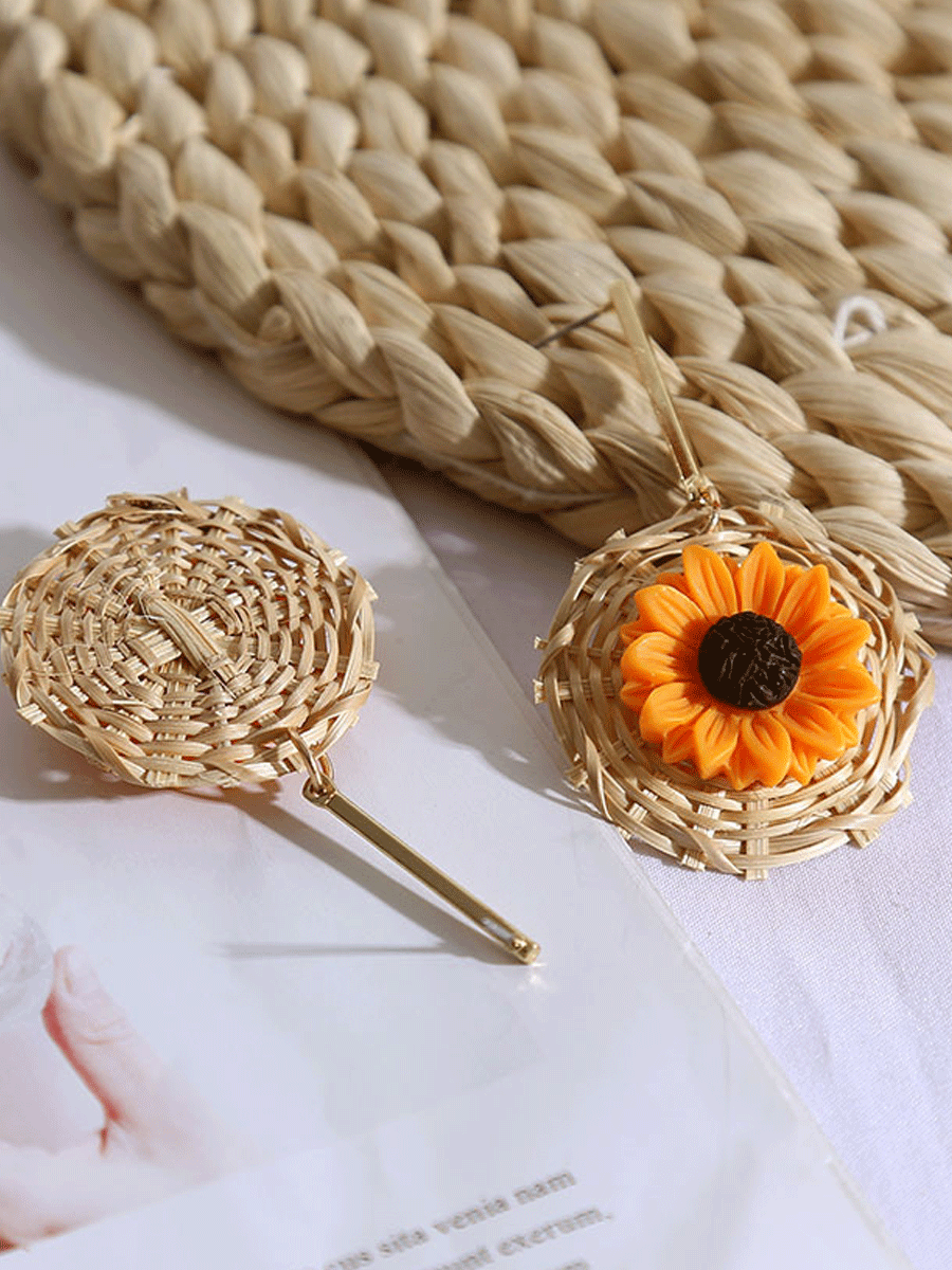 Sunflower Rattan Flower Earrings
