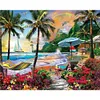 Diamond Painting -DIY Full Square Drill Coconut Tree By Sea(50x60cm)