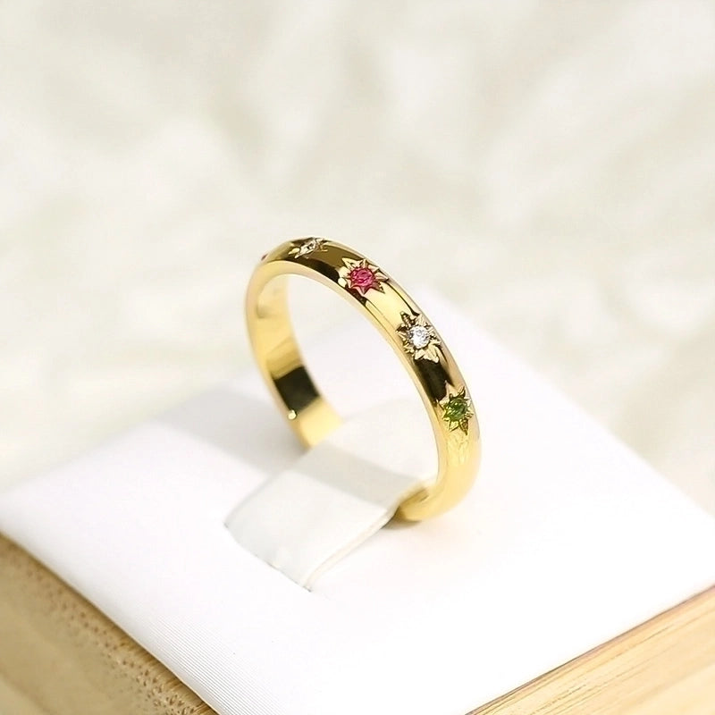 Titanium Steel 18K Gold Plated Minimalist Geometric Zircon Rings