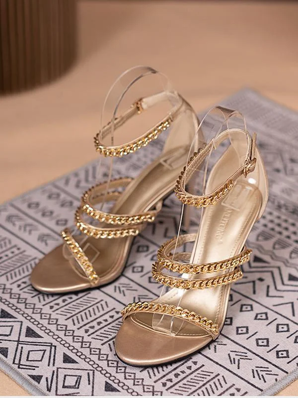 Sexy metal strappy high heel stiletto sandals